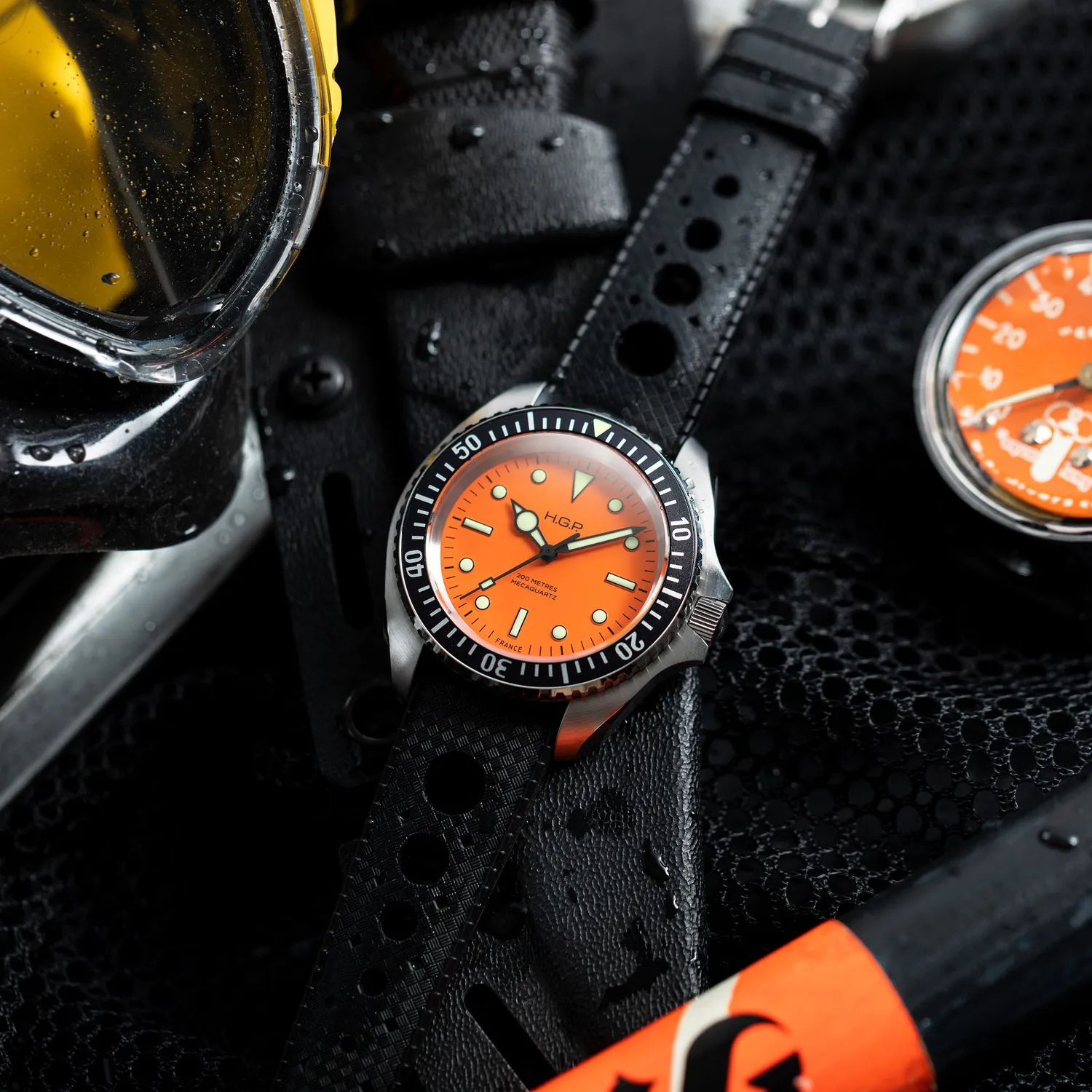 H.G.P. Diver 200M Mecaquartz orologio subacqueo arancione 200m