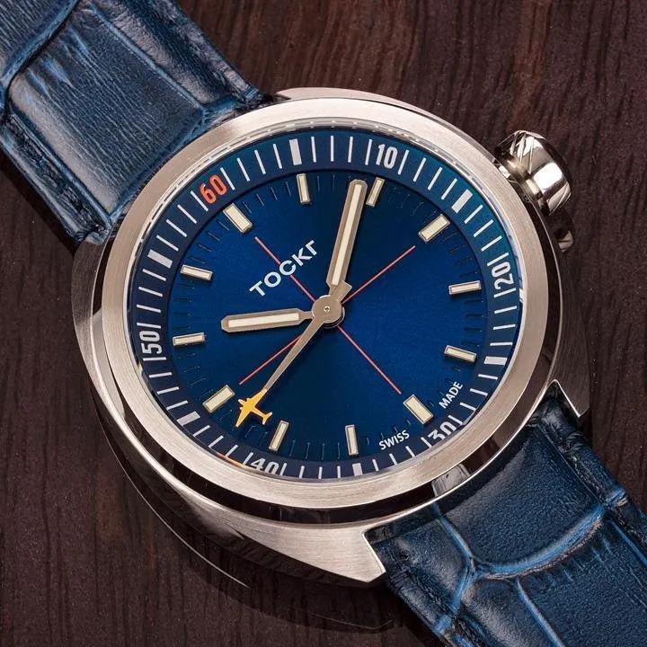Tockr SkyTrain 47C2SS.02.LS orologio blu pelle 42mm