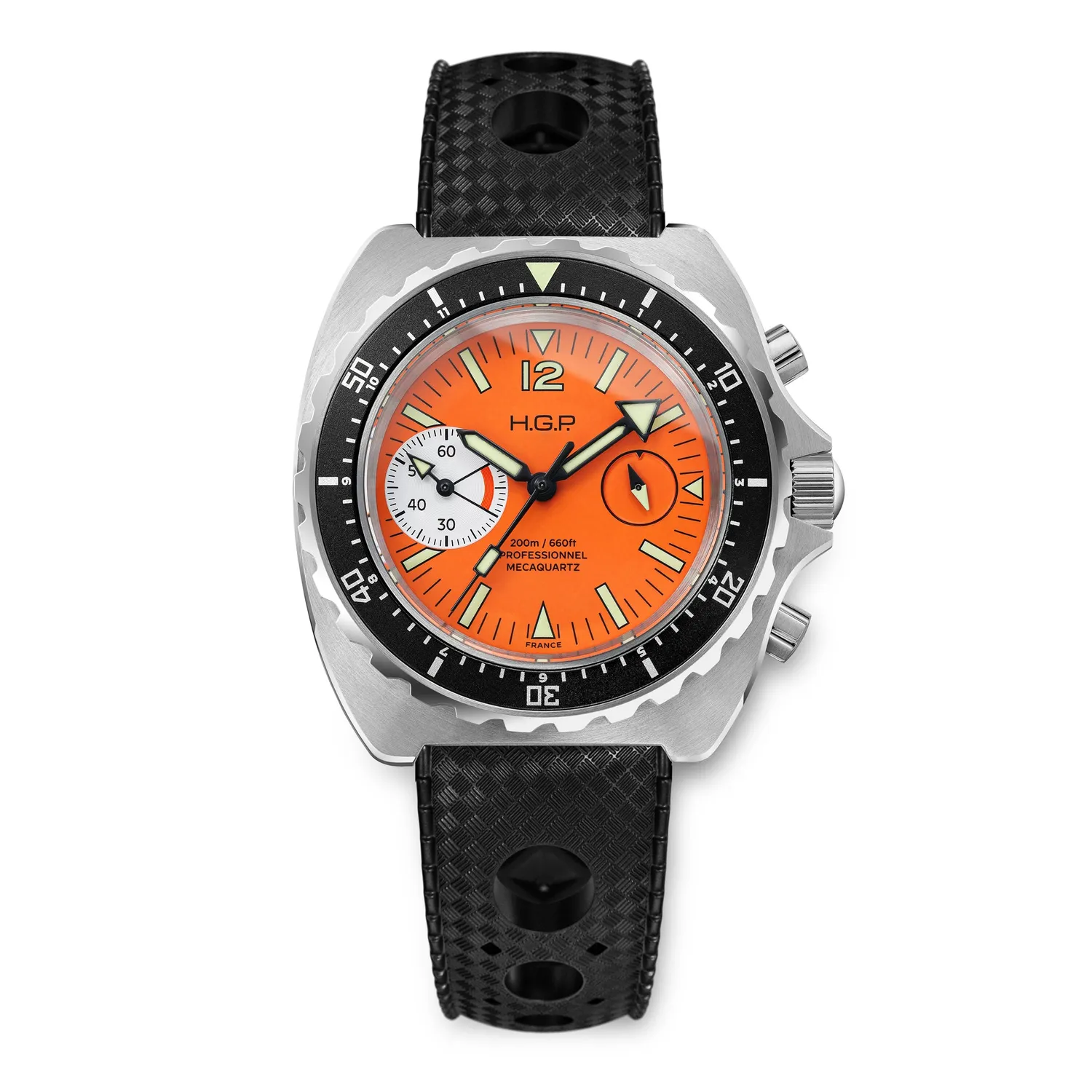 H.G.P. Diver 200M cronografo arancione lunetta nera
