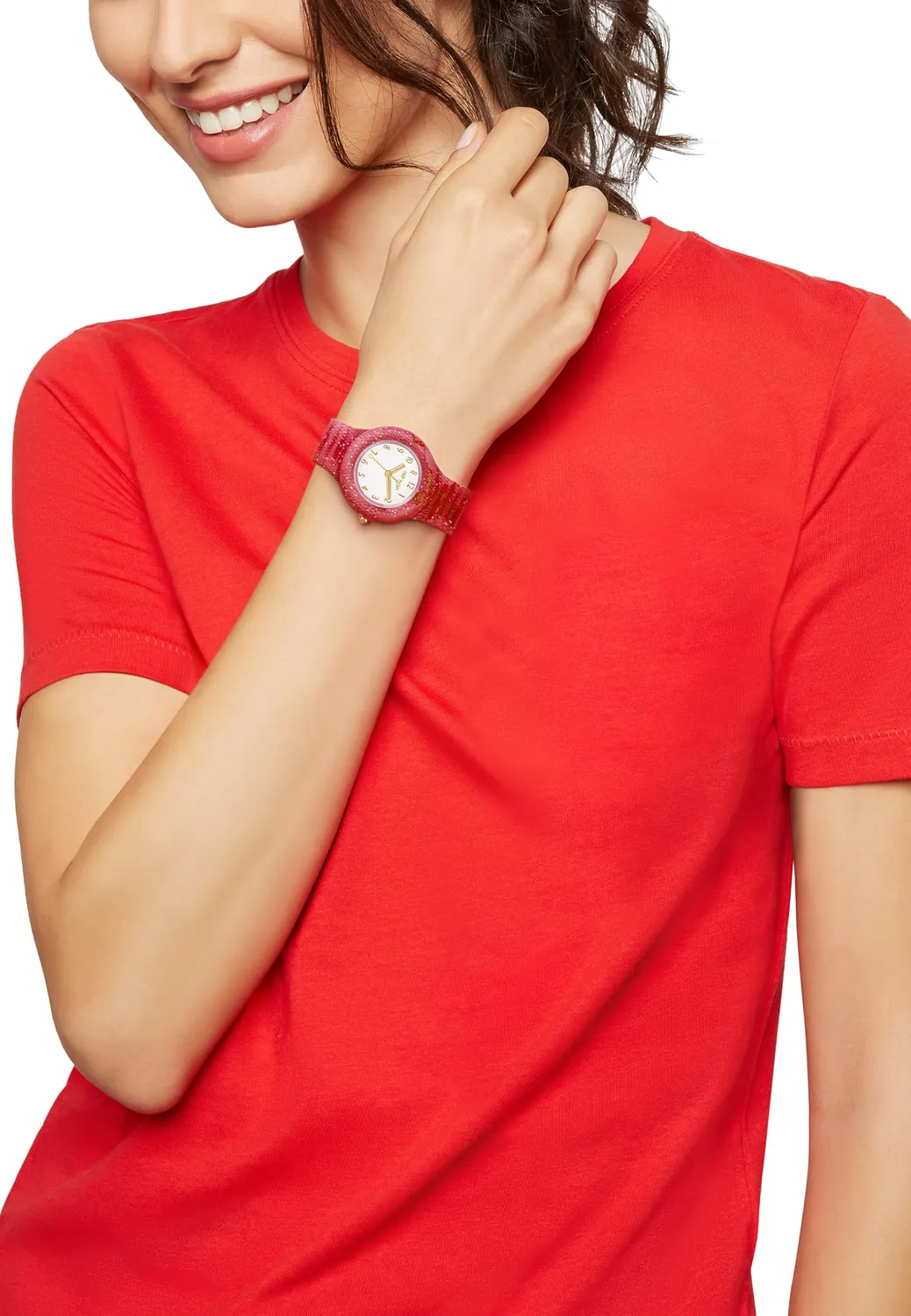 Hip Hop Lace orologio donna rosso silicone 32 mm
