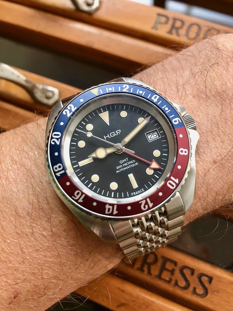 H.G.P. Diver 200M GMT Automatic orologio Coke gomma nera