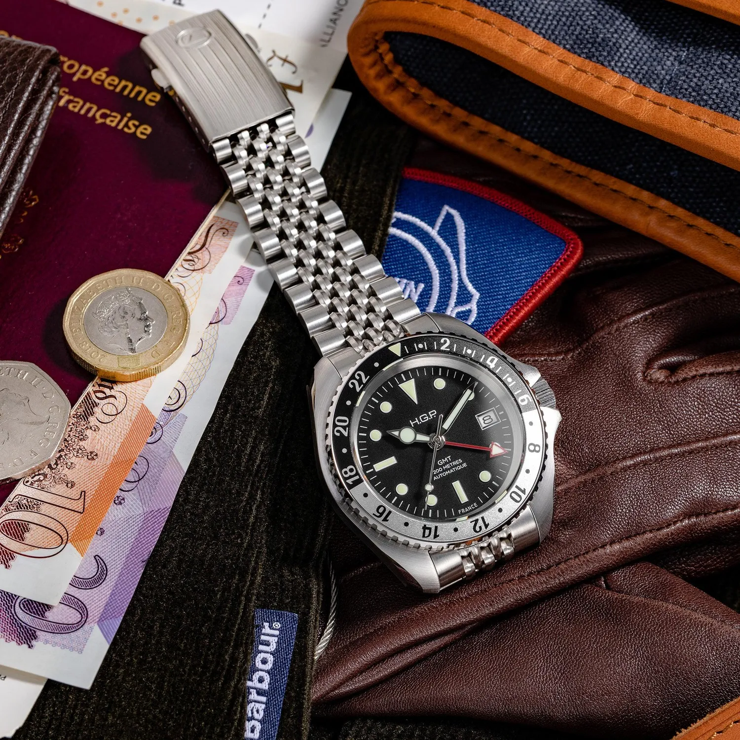 H.G.P. Diver 200M GMT Automatic orologio nero-verde gomma
