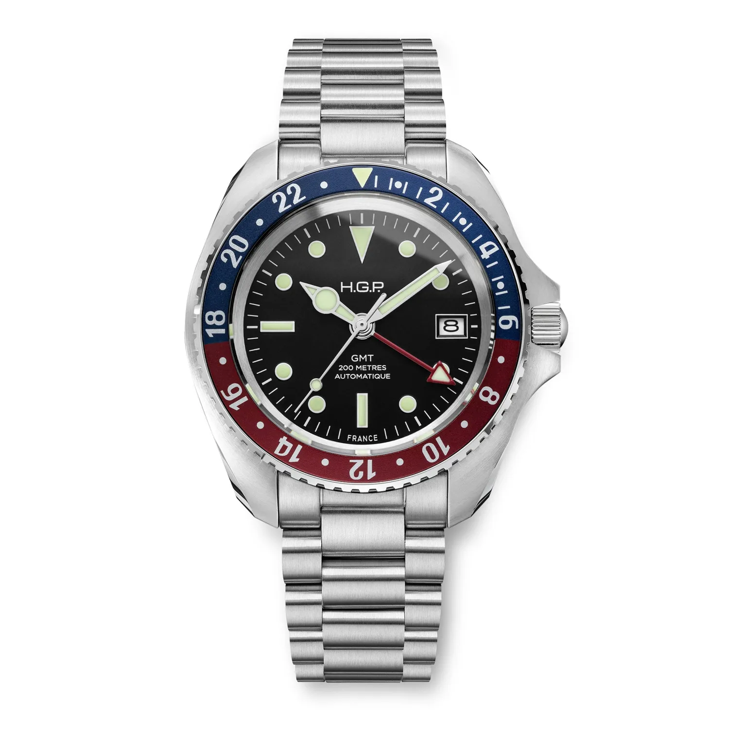 H.G.P. Diver 200M GMT Automatic Pepsi orologio gomma blu