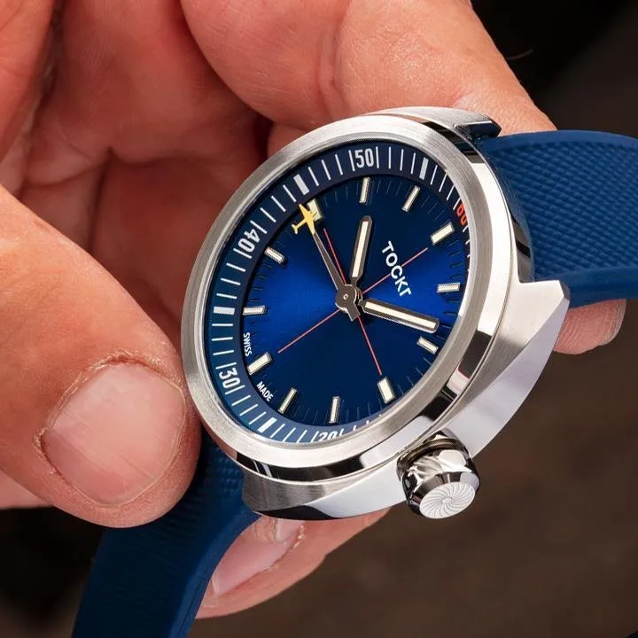 Tockr SkyTrain 47C2SS.02.LS orologio blu pelle 42mm