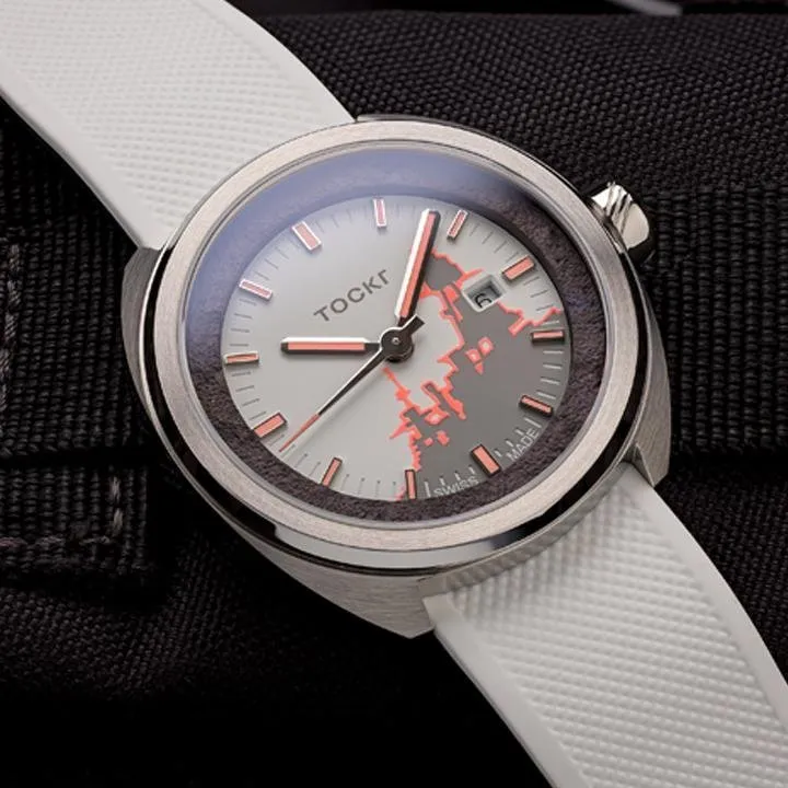 Tockr USS Texas orologio quarzo bianco 42mm gomma