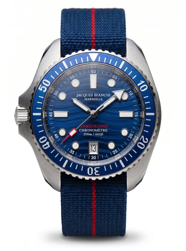 Jacques Bianchi JB200 Marégraphe II orologio smalto blu