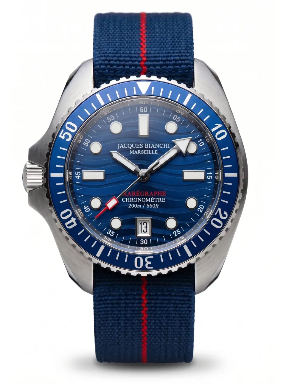 Jacques Bianchi JB200 Marégraphe II orologio smalto blu