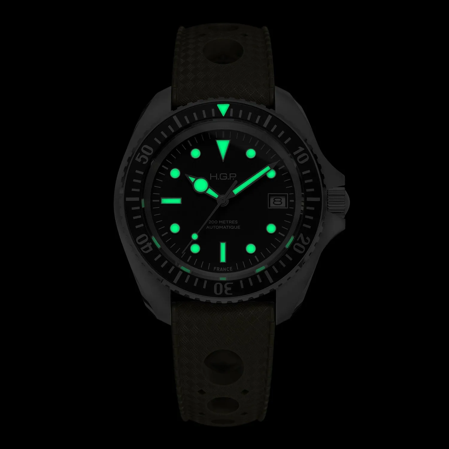 H.G.P. Diver 200M Automatic nero orologio automatico gomma verde