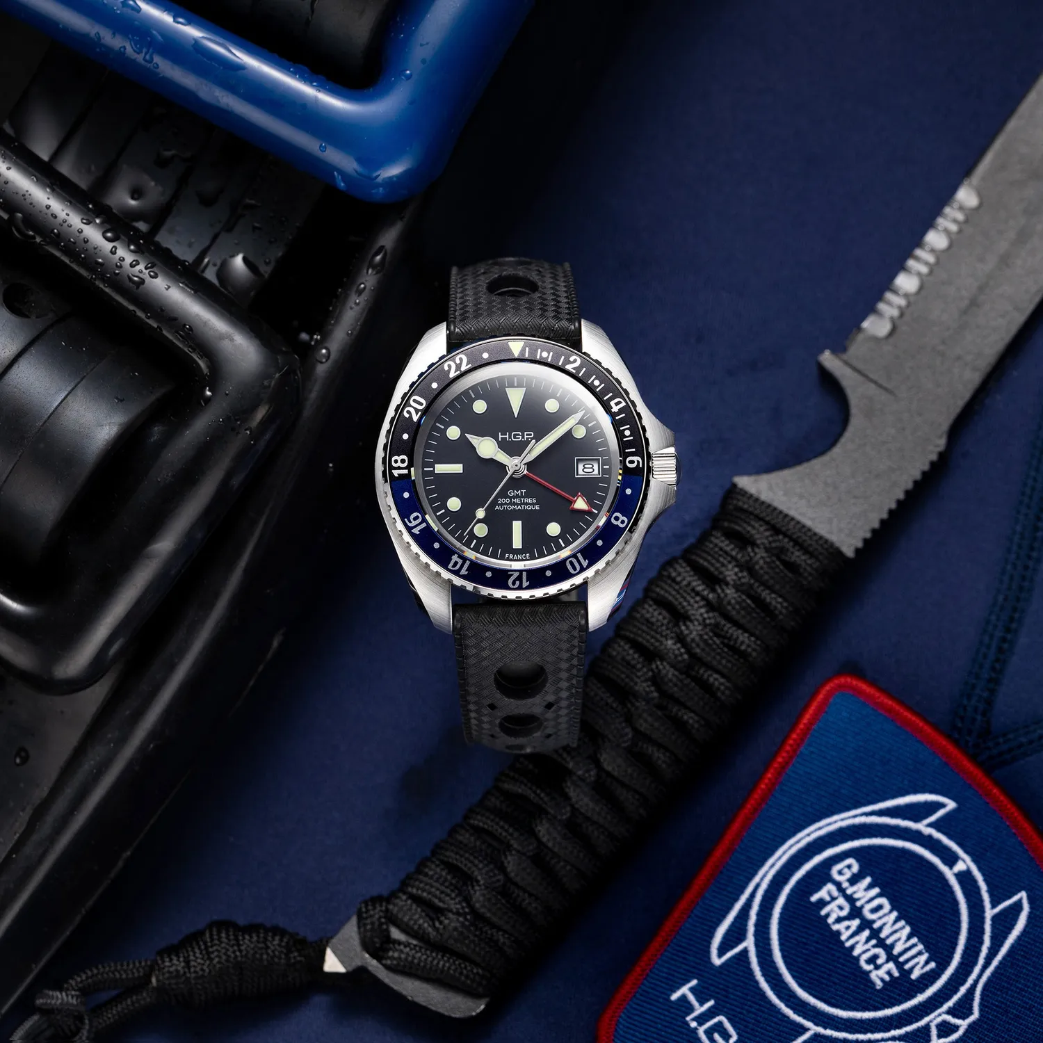 H.G.P. Diver 200M GMT Automatic orologio Batman gomma nera