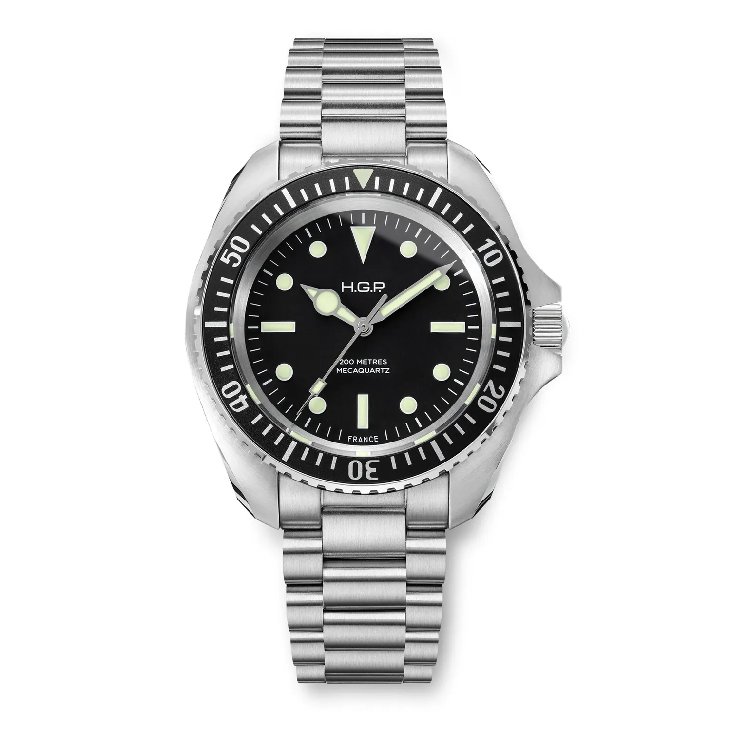 H.G.P. Diver 200M Mecaquartz orologio subacqueo cinturino nero 200m