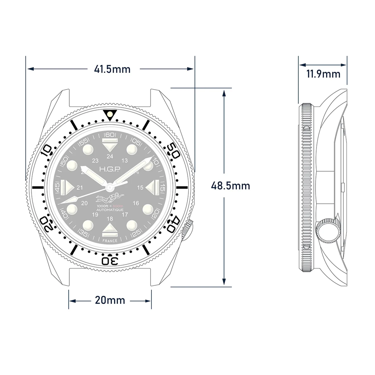 H.G.P. Diver 300M Automatic Commando orologio diver blu acciaio