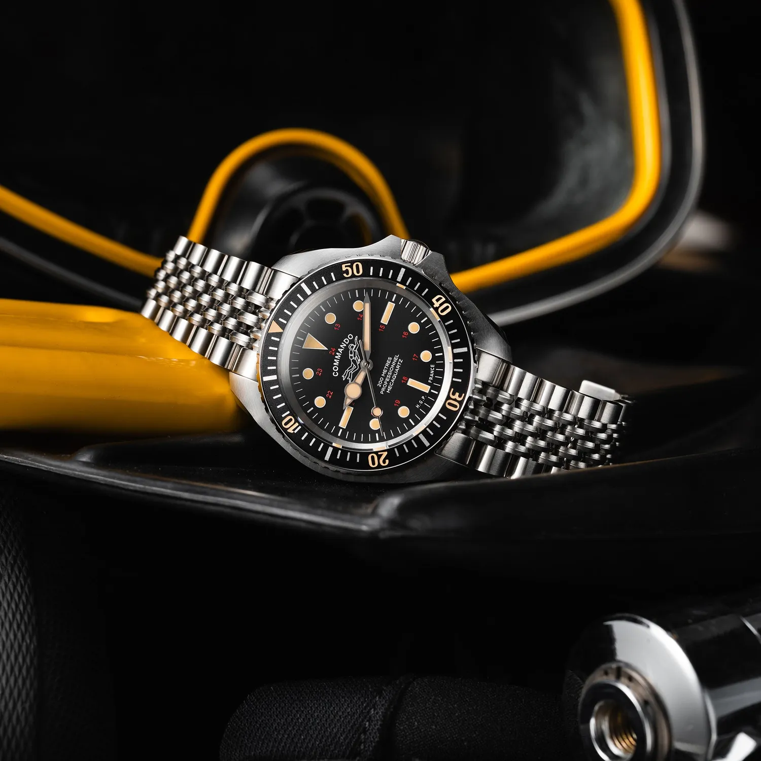H.G.P. Diver 200M Mecaquartz Commando orologio subacqueo nero