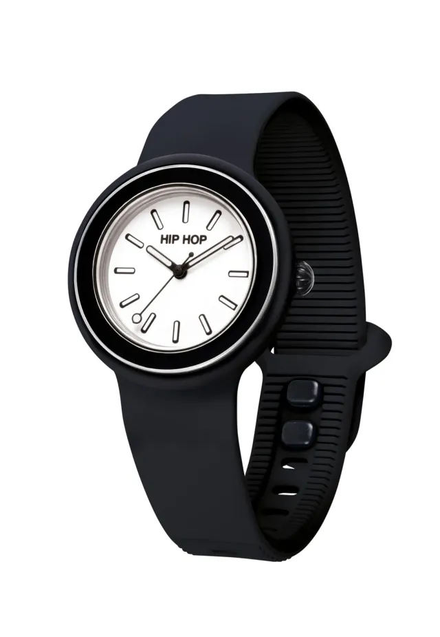 Hip Hop Hero.Dot Bezel orologio donna silicone nero 34mm