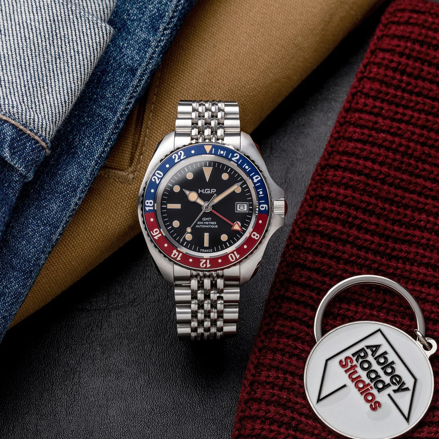 H.G.P. Diver 200M GMT Automatic orologio Pepsi gomma nera