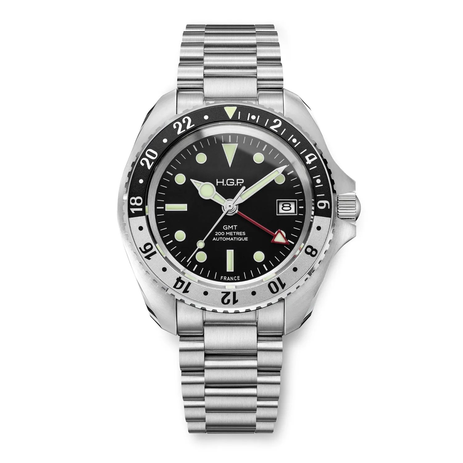 H.G.P. Diver 200M GMT Automatic orologio nero-verde gomma