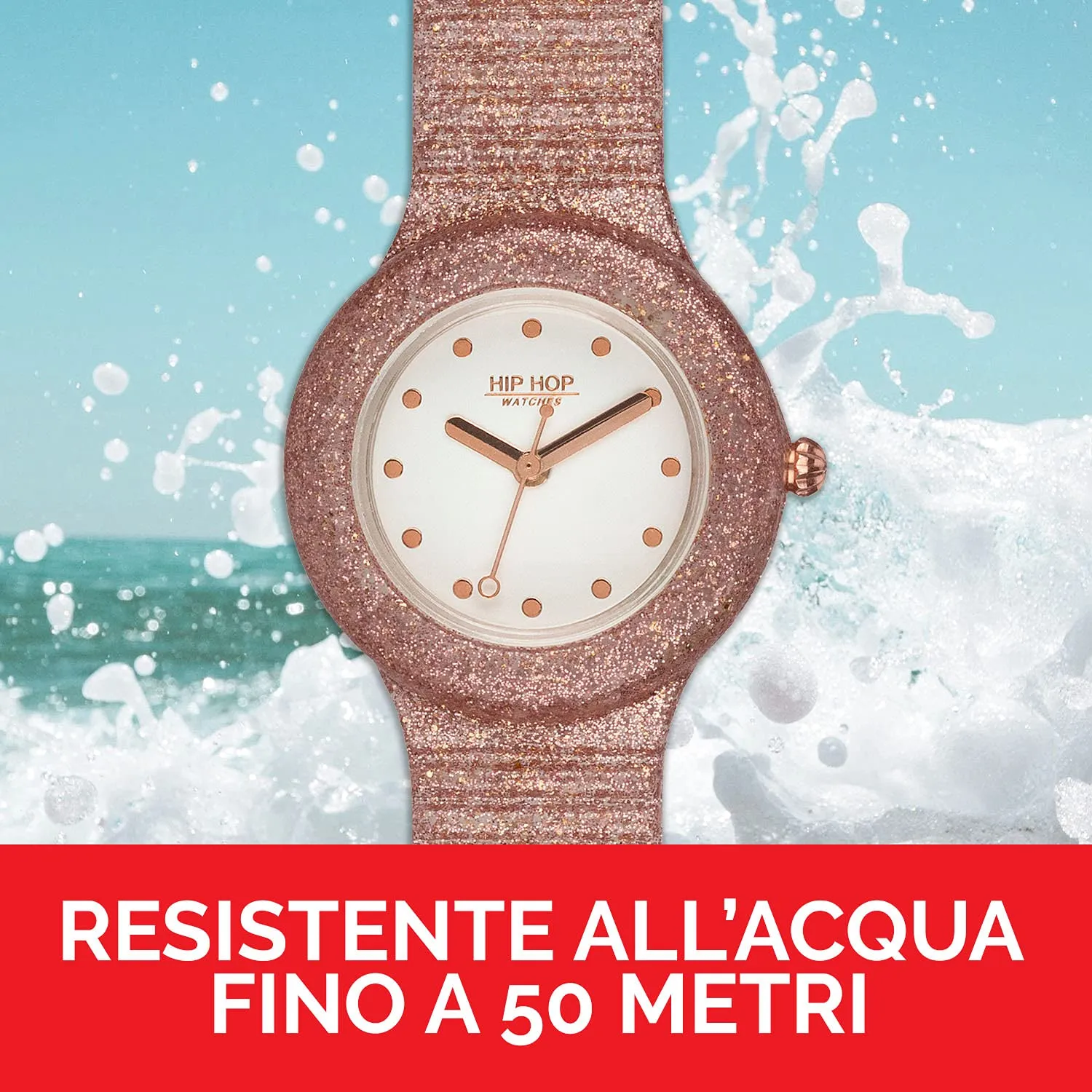 Hip Hop Sparkling Mania orologio donna glitter rose gold