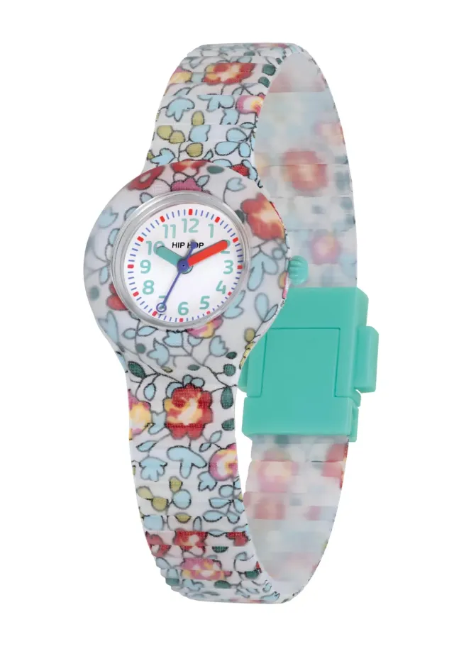 Hip Hop Flower Power orologio bambina verde tessuto 28 mm