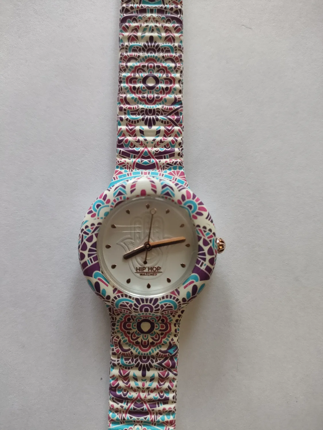 Hip Hop Mandala HWU1040 orologio donna blu-rosso silicone