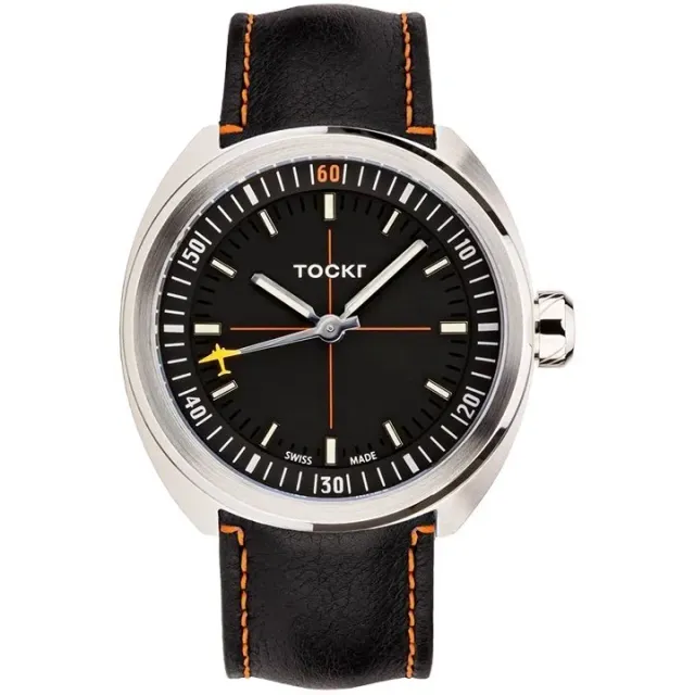 Tockr SkyTrain 47C2SS orologio automatico nero 42mm pelle