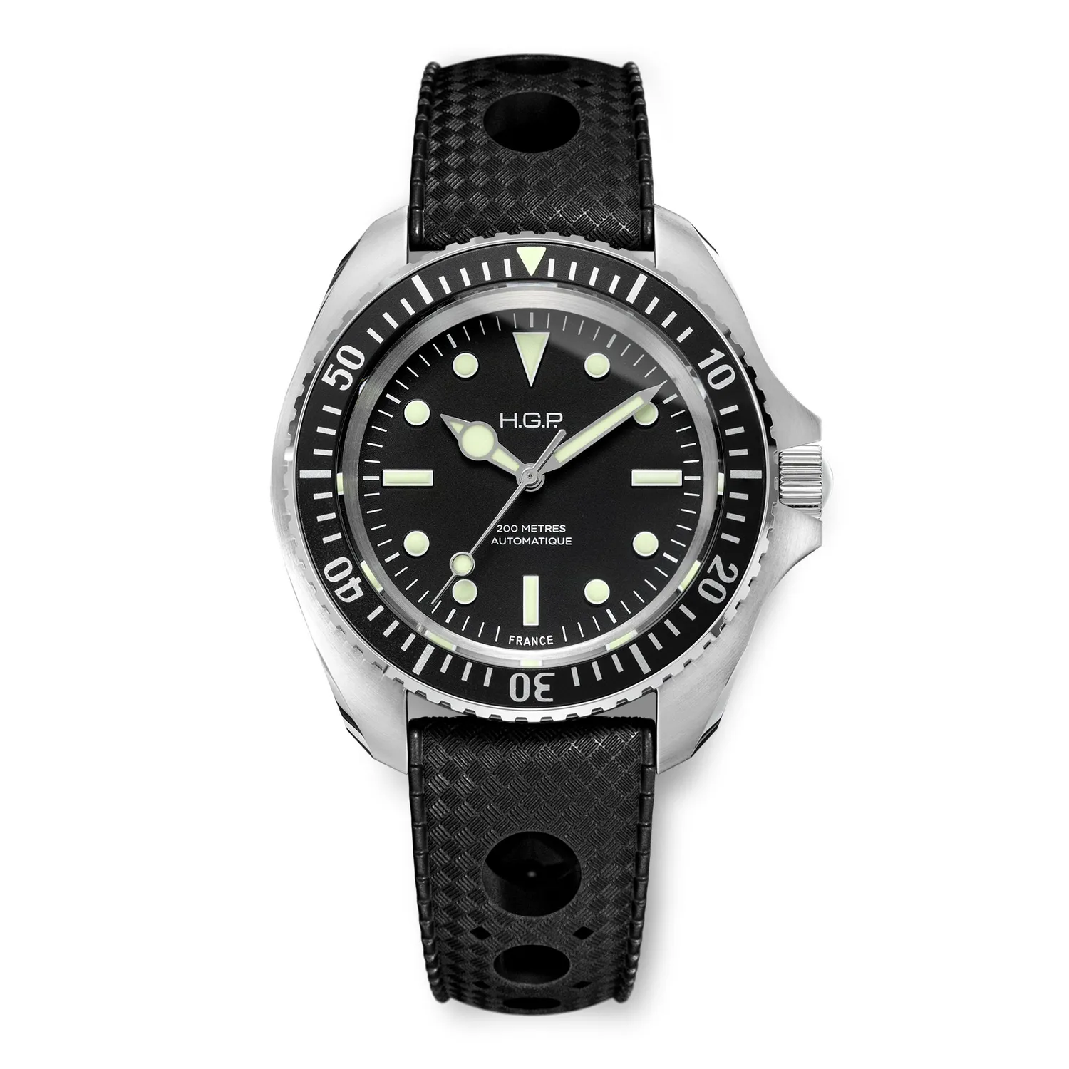 H.G.P. Diver 200M Automatic nero orologio automatico gomma verde
