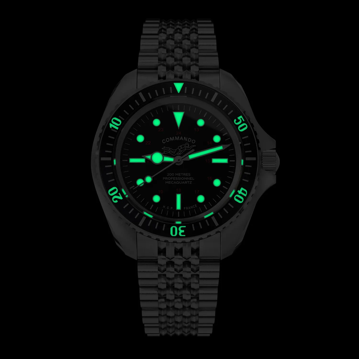 H.G.P. Diver 200M Mecaquartz Commando orologio subacqueo nero