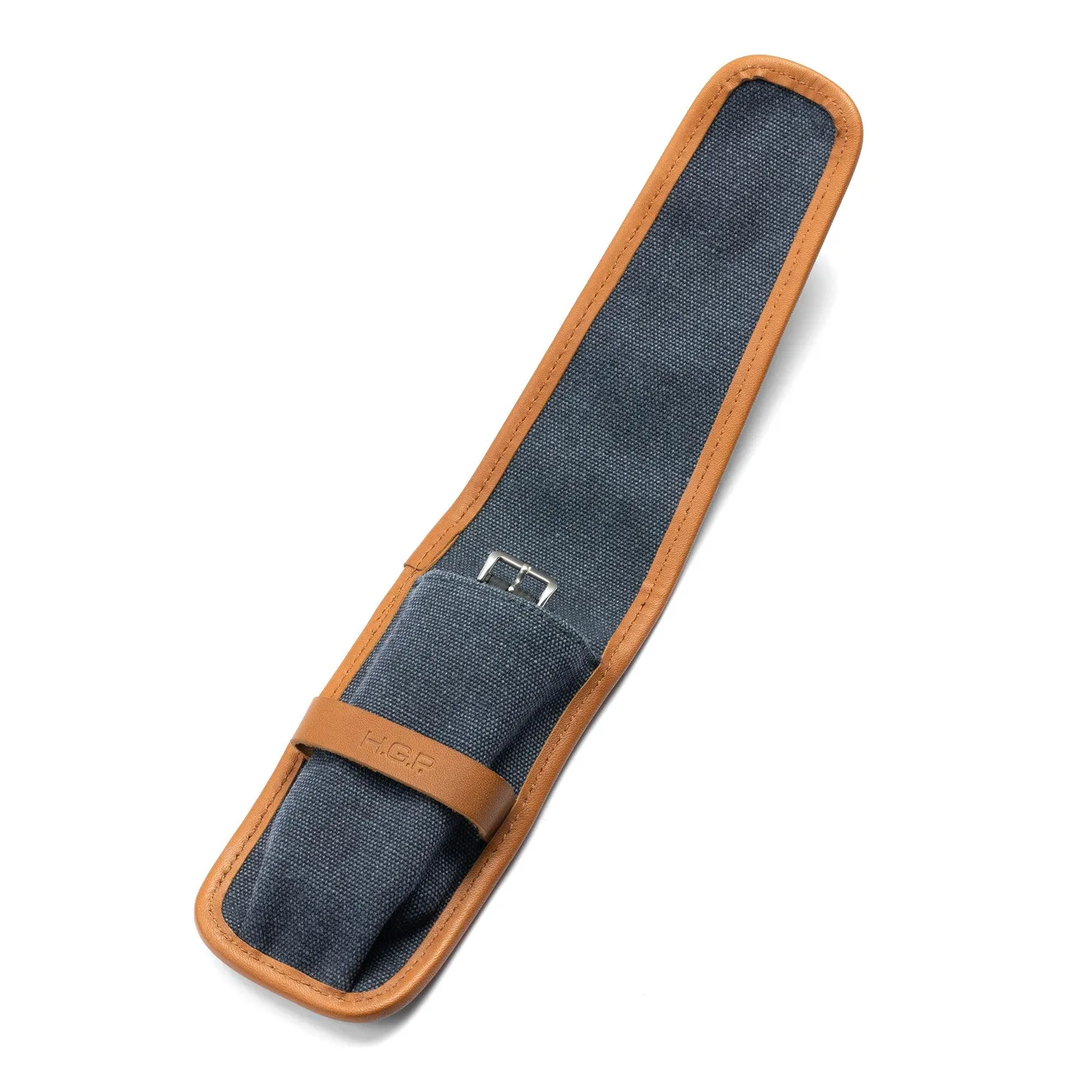 H.G.P. custodia orologio singolo tela blu pelle