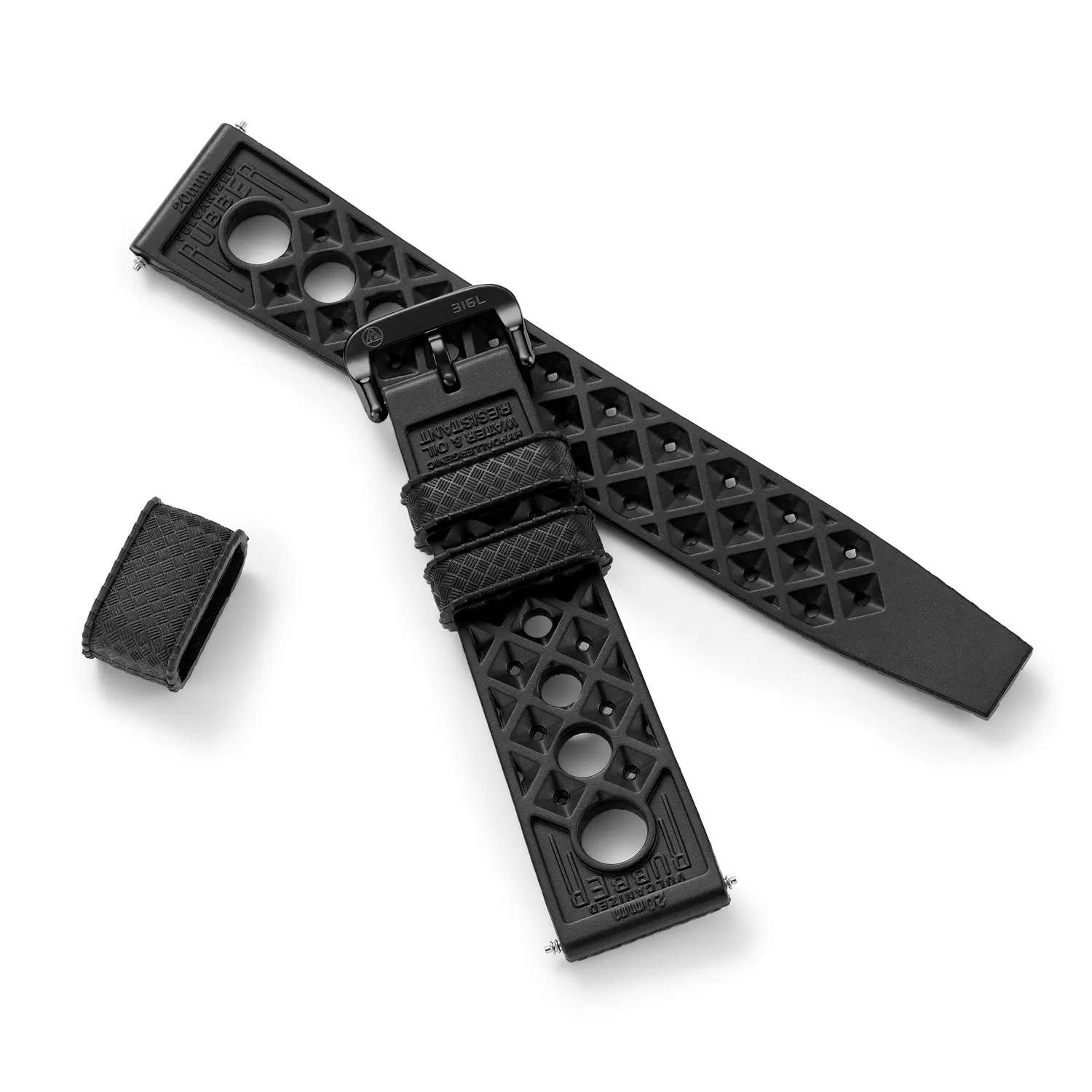 H.G.P. Rally Tropic cinturino gomma nero 20 mm
