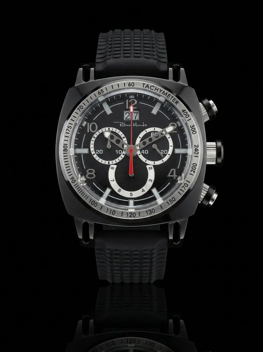 Ritmo Mundo Racer Retro Orologio Cronografo Nero 44mm