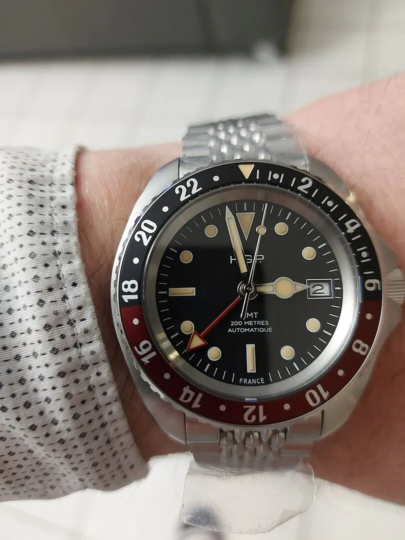 H.G.P. Diver 200M GMT Automatic orologio Coke gomma nera