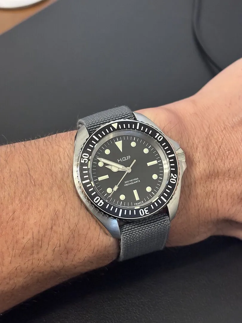 H.G.P. Diver 200M Mecaquartz orologio subacqueo cinturino nero 200m