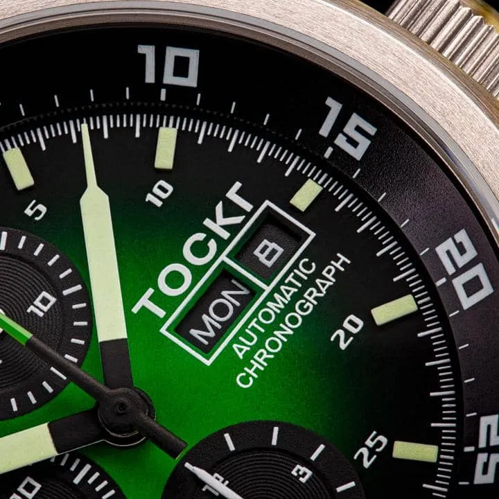 Tockr Chronograph Hulk orologio verde pelle 45mm