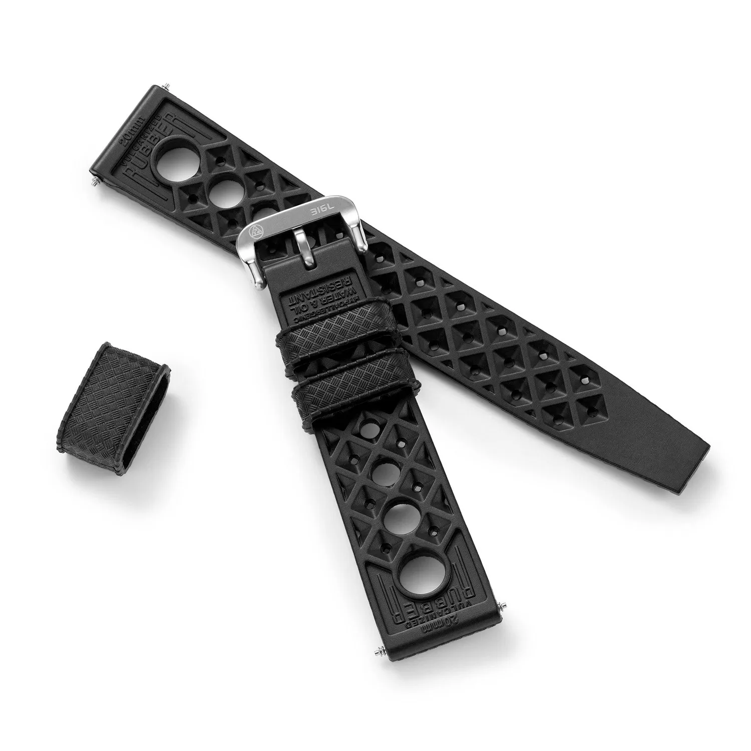 H.G.P. Rally Tropic cinturino gomma nero 20 mm